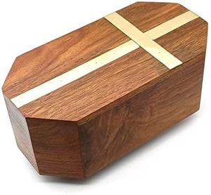Urne en bois fabriquée à la main en forme de cercueil avec conception croisée Boîte de rangement commémorative de style américain pour les cendres humaines pour animaux de compagnie pour le prix de bébé - Product Image 3