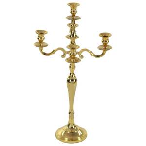 Meilleur Prix Produit Unique Finition Dorée Candélabre en Aluminium à 5 Bras Artisanat Bougeoir Sans Flamme pour Sol Debout - Product Image 5