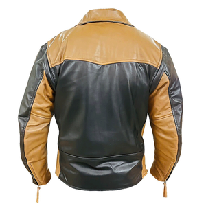Veste de moto bicolore en cuir véritable de style motard pour hommes Veste de moto en cuir de piste protégée blindée CE pour hommes - Product Image 2