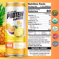 8,45 fl Oz Sprudelndes Protein-Energiegetränk Tropisch Ohne Zuckerzusatz Gratis Muster Private Label OEM Getränkeherstellung Vietnam