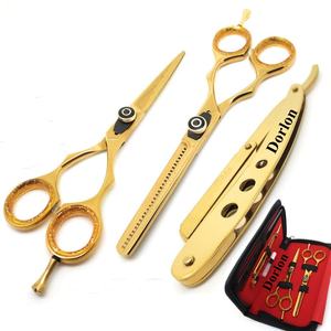 Ensemble de ciseaux professionnels de coupe et d'amincissement de cheveux de haute qualité Kit de salon de coiffure en acier inoxydable - Product Image 1