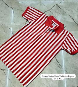 เสื้อยืดผู้ชายแบบด้านสำหรับเสื้อโปโล100% ผ้าฝ้ายดีไซน์ทันสมัยขัดเงาเนื้อผ้าลายทางและพื้นผิวแบบไดนามิกที่ใส่ได้พอดี - Product Image 2