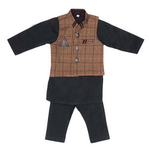 Traje Shalwar con Chaleco para Niños - Marrón - Product Image 1
