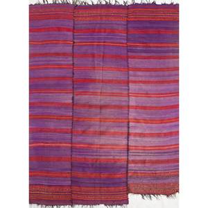 Alfombra de Lana a Rayas Nuray Rosa y Morado, Anudada a Mano, para Decoración de Sala de Estar Juvenil, Paem-1040 9x12, Diseño para Pasillo - Product Image 1