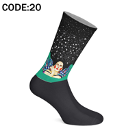Chaussettes artistiques respirantes en coton imprimées par transfert thermique, fabrication turque, design par sublimation à 360 degrés, motifs colorés et abstraits