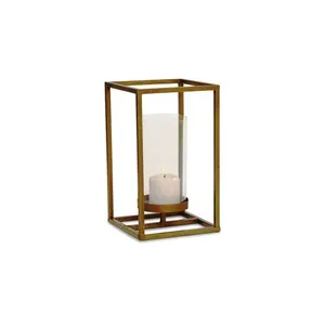 Milieu du siècle haute qualité plaqué or métal ouragan bougeoir article décoratif pour la maison pour noël prix de gros - Product Image 4