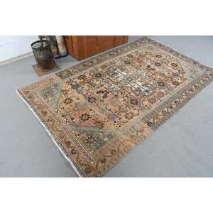 4.5x7.5 ft Turkish Rug, Vintage Area Rug, <b>Brown</b> Blue Patchwork Rug - Product Image 4