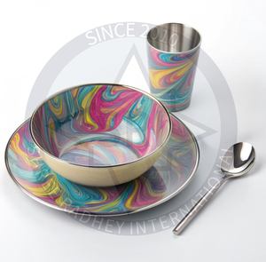 Plaque ronde écologique de luxe en acier inoxydable lavable au lave-vaisselle et personnalisable pour les célébrations et les cadeaux - Product Image 1