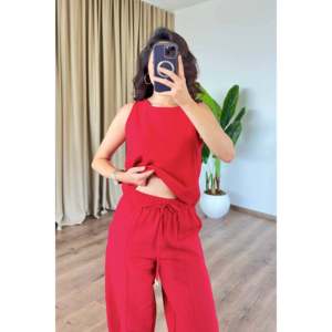 Basic Model Red <b>Linen</b> Wholesale <b>Set</b> - Red - Product Image 2