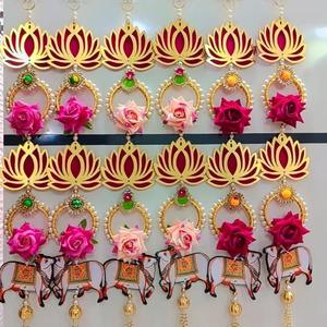MDF Lotus With Cow Pichwai Cow Hanging Flower Artificial Flower With Beads Hanging for Door Decoration and Wedding Decoration - Product Image 3