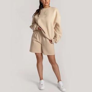 T-shirt à col rond 100% coton pour homme, manches longues, épaules tombantes, ensemble short streetwear de haute qualité pour unisexe - Product Image 3