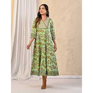 Vestido Casual de Algodón Estampado Pista para Mujer, Estilo Hippie Elegante, Cintura Natural, Transpirable, Largo hasta el Suelo, ODM 5XL - Product Image 5