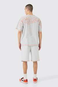 Camiseta y conjunto corto con apliques de punto de contraste de gran tamaño de alta calidad, conjunto de chándal para hombre con pantalones cortos y camiseta, conjunto de verano - Product Image 4