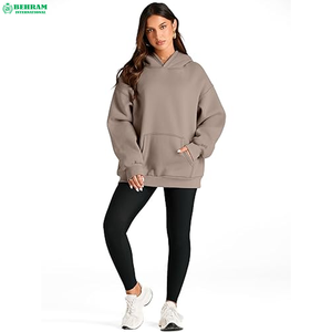 Behram International <b>Women's</b> Pullover Hoodie-Oversized 100% Cotton <b>Lined</b> Drop Shoulder Customize Printing Casual Winter/Autumn - Product Image 5