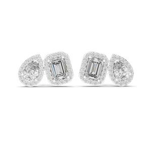 Boucles d'oreilles en diamant de laboratoire 3,906 CT, taille coussin et poire, or 18 carats, 14 carats, 10 carats et argent 925, or rose, or jaune, or blanc - Product Image 6