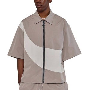 High Quality Boxy Fit Zip up Colour Blocked Nylon <b>Polyester</b> <b>Shirt</b> Short 2 Piece Set Man Tracksuit windbreaker Shorts Set 2027 - Product Image 2