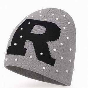 Vente en gros d'usine Bonnets d'hiver tricotés chauds Confortables Haute qualité Logo personnalisé Bonnets en strass - Product Image 6