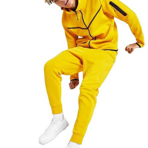 Custom Slim Fit de dos piezas de invierno de los hombres de la ropa de calle 100% de algodón con capucha pantalones de chándal conjunto de talla grande sin costuras-Custom Slim Fit de dos piezas - Product Image 3