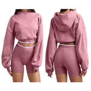 Conjuntos de pantalones cortos y Sudadera con capucha bordada de invierno cómoda y ligera para mujer Calidad Premium Elegante Ajuste regular 100% algodón - Product Image 6