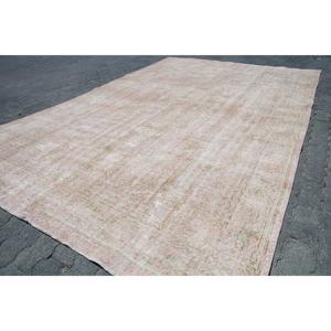 พรมตุรกีวินเทจขนาด 7x10.8 ฟุต พรมขนาดใหญ่ พรมขนสัตว์สีขาว - Product Image 3