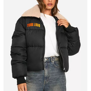 New Arrival Custom Women's <b>Puffer</b> <b>Jacket</b> <b>Cropped</b> Bubble Design Wool Lining Polyester Filled Windproof Breathable Bubble <b>Jacket</b> - Product Image 4