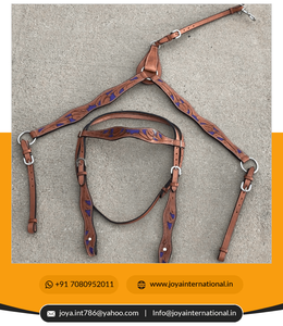 High Quality Western Bridle Headstall and Breast Collar Set <b>Leather</b> Floral <b>Tooled</b> Intelligent - Product Image 4