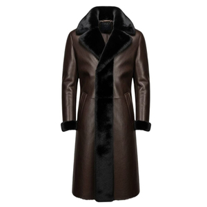 Trending 2025 Genuine Leather Eco-Friendly Winter Coat Premium Handmade <b>Men's</b> <b>Long</b> Trench <b>Jacket</b> for Fashion & Lifestyle - Product Image 2