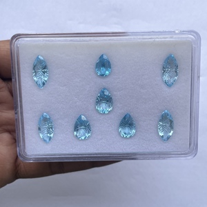 พลอยโทแพซสีฟ้าธรรมชาติขนาด 10 มม. 12 มม. 14 มม. แบบแกะสลักแฟนซี สำหรับทำเครื่องประดับ ขายส่งจากผู้ผลิตพลอยกึ่งมีค่า - Product Image 2