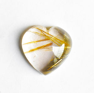Cabujones de corazón de rutilo dorado natural, lote al por mayor, tamaño mixto, piedras preciosas sueltas de alta calidad para la fabricación de joyas, piedras preciosas limpias para los ojos - Product Image 1