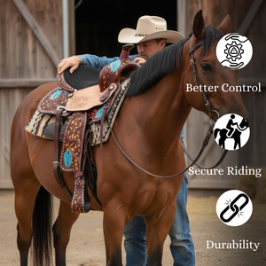 Vente en gros directe d'exportation d'usine de la selle Western Horse selle en cuir suédé selle Western selle en cuir tressé dentelle fournisseur OEM - Product Image 3