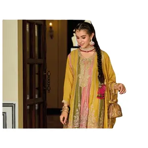 Chino et Kurtis de travail brodé de qualité supérieure pour femmes Costume de travail formel à l'avant et à l'arrière - Product Image 2