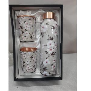 High Quality Leak Resistant Copper <b>Bottle</b> with Glass <b>Set</b> with Tight Fitting Cap and Elegant Shape for Dining & <b>Travel</b> from India - Product Image 3