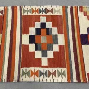 2.6x9.5 ft Rug, Turkish Vintage Rug, <b>Red</b> Purple Camouflage <b>Wool</b> Rug - Product Image 3