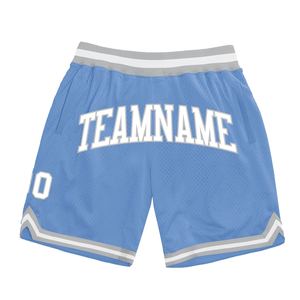 Industrie Direct Engro Sportswear Basketball <b>Shorts</b> Custom Light Blue <b>White</b>-Gray Authentic Throwback Basketball <b>Shorts</b> - Product Image 1