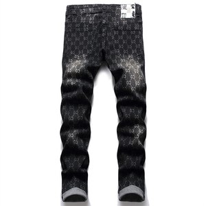 แฟชั่นใหม่สำหรับผู้ชายกางเกงยีนส์ขาตรงเอวสูงทรงสกินนี่รัดรูปสีขาว - Product Image 4