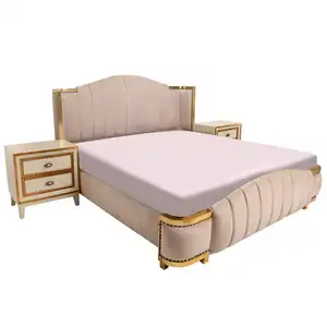 床套家具卧室豪华特大床，带2张边桌 | 高品质现代家具