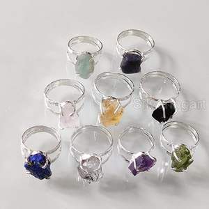 Bague pour femme en pierre brute, pierre de lune naturelle, labradorite, grenat, citrine, bijoux fantaisie, bague en argent sterling 925 - Product Image 4