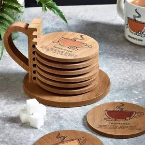 Elegant wooden <b>coasters</b> made from durable natural hardwood ideal <b>for</b> coffee tea and cold <b>drink</b> service in modern homes - Product Image 3