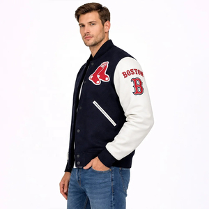 Veste universitaire pour homme avec logo brodé, col rabattu, vêtement d'extérieur décontracté - Product Image 4