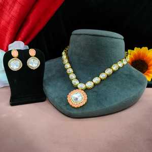 Elegant Heritage Charm Kundan Stone Pendant <b>Necklace</b> <b>Set</b> Classic And For <b>Weddings</b>, Festivals & Celebratory Occasions Casual Wear - Product Image 2