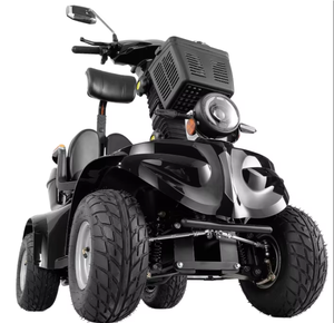 Scooter de mobilité industriel noir à quatre roues avec pneus larges, phare avant, éclairage LED IP55, luminosité 3000lm - Product Image 4