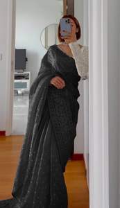 Beau travail de fil de soie Organza Saree Designer Party Wear avec dentelle fantaisie et chemisier sur fil Georgette avec travail Sequnce - Product Image 2