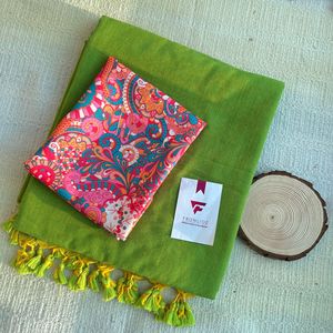 Suave Kadhi algodón Pallu adjunto Jalar y blusa de impresión digital hermoso Sari - Product Image 4