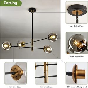 Lámpara de araña con acabado de latón de estilo moderno con cuentas, tamaño personalizado, colgante de decoración de boda de Navidad, suministros personalizados - Product Image 6