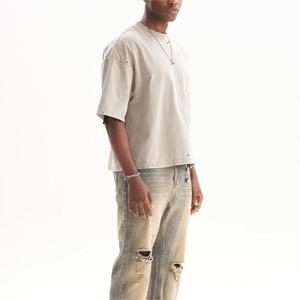 Clothing Manufacturers Custom <b>Men's</b> Boxy T-shirts 100% Cotton Oversize Distressed <b>Cropped</b> <b>Men</b> Gym Oversized T-shirt <b>for</b> <b>men</b> - Product Image 3