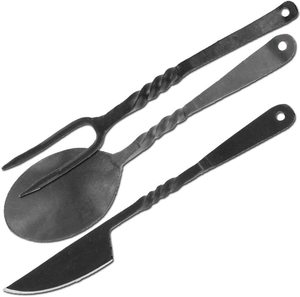 Juego de Cubiertos Metálicos de Color Marrón con Estuche de Cuero, Juego de Cubiertos Metálicos Medievales para Accesorios de Cocina, Cuchara de Metal Nueva - Product Image 2