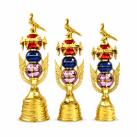 Nouveau Trophée d'Excellence en Plastique Doré 2026, 40,5 cm, 38 cm, 37 cm, avec Logo Personnalisé, Sphère Bleue et Rose, Récompense de Championnat Sportif, Base Dorée