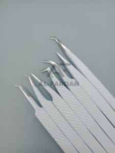 Pince à cils volume avec logo personnalisé blanc mat solide pince à épiler d'extension de cils en acier inoxydable avec pointe pointue prix de gros - Product Image 5
