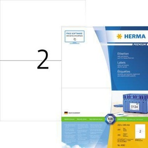HERMA ฉลากอเนกประสงค์พรีเมียม 210 X 148 มม. กระดาษสีขาวแบบไม่สามารถลอกออกได้ 200 ฉลาก/แพ็ค กระดาษสำนักงาน - Product Image 1