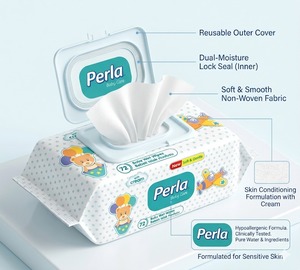 72 lingettes nettoyantes jetables non tissées pour bébés, lingettes pour l'incontinence des personnes âgées, qualité supérieure, écologiques, biodégradables, antibactériennes - Product Image 1